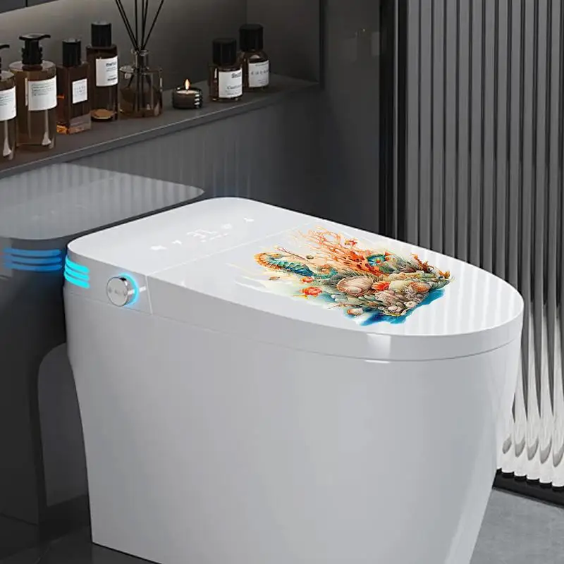 Toilet Seat Wall Sticker Underwater World Toilet Lid Seat Decals Strong Back Adhesive Decoration Tool Hotels Schools Family