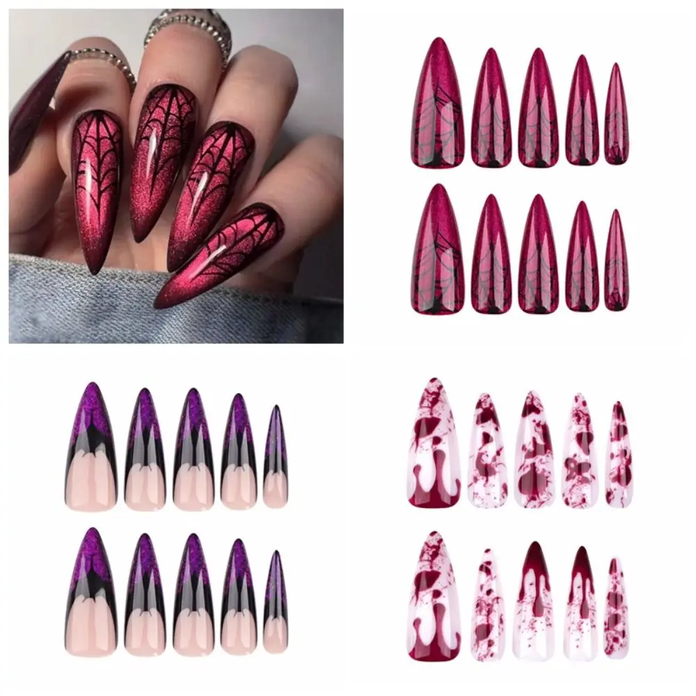 Visual Impact Halloween Press on Nails Festive Atmosphere Various Styles Halloween Fake Nails DIY Detachable