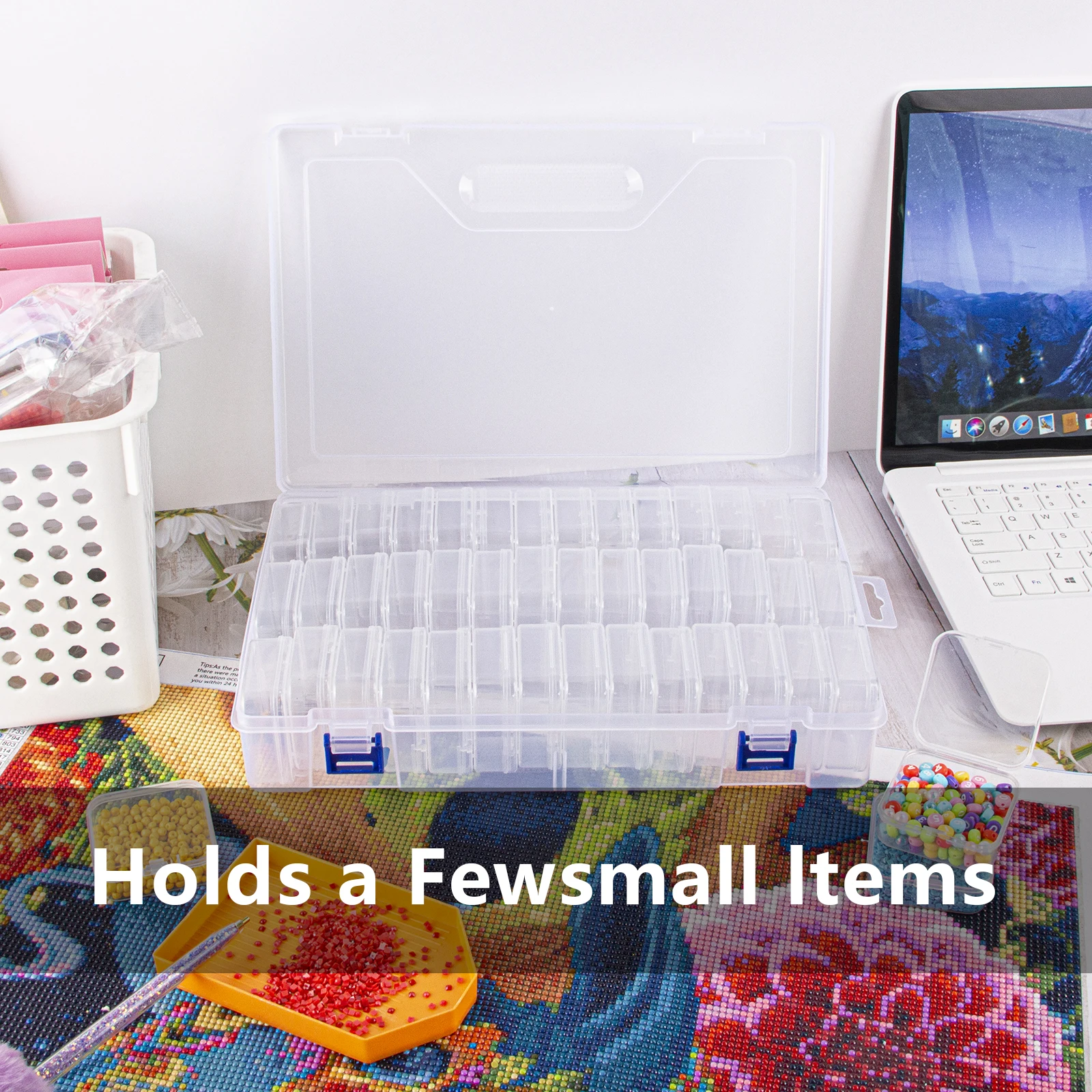 1 Set 42-Grid Small Bead Organizer Portable Bead Storage Containers for Diamond Painting Stone Beads Craft Supplies Gift Set
