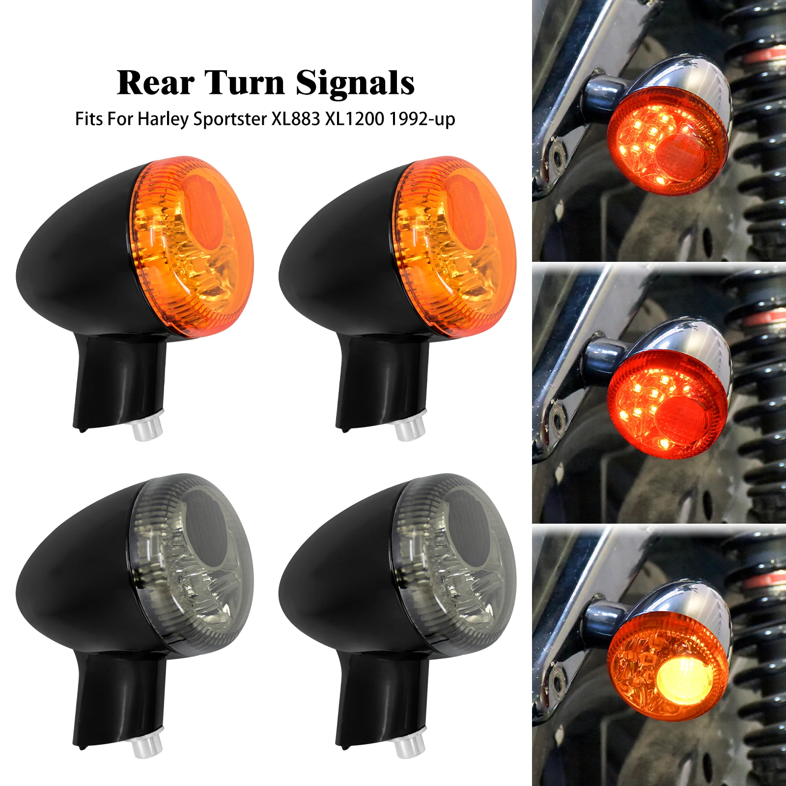 

2xMotorcycle Turn Signals Light Rear Indicators LED Run Brake Lamp For Harley Sportster XL1200 883 Iron 48 72 Super Low 1992-23