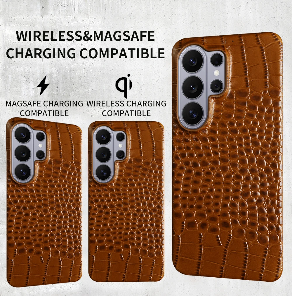 Crocodile Genuine Leather Phone Case For Samsung Galaxy S26 Ultra S25 Plus S24 S21 S23 FE S21 S20 Note 20 Ultra Back Cover Cases 6