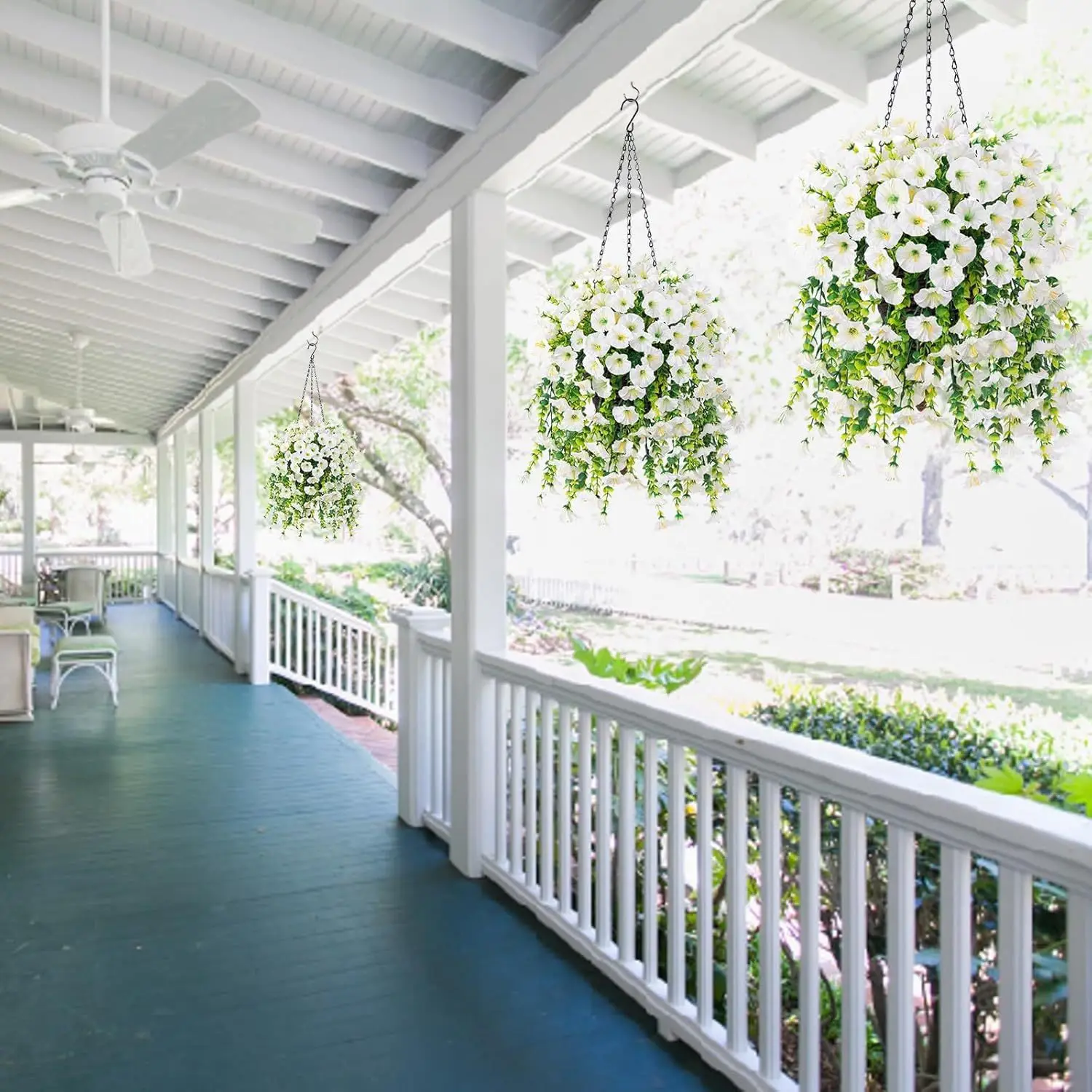 Artificial Morning Glory and Eucalyptus Garland - Detail 14
