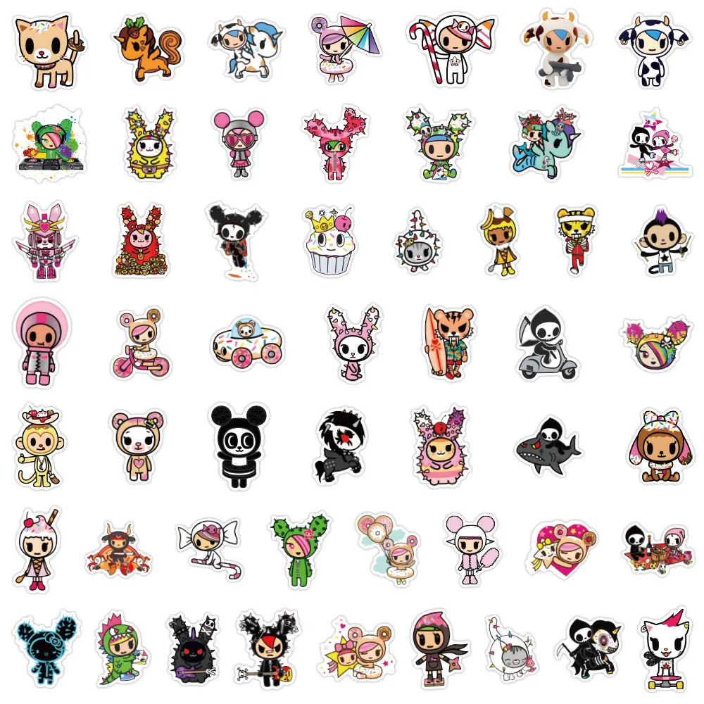 50PCS Okidokit 스티커 낙서 스티커 DIY 일기 전화 케이스 수제 스크랩북 미적 스티커