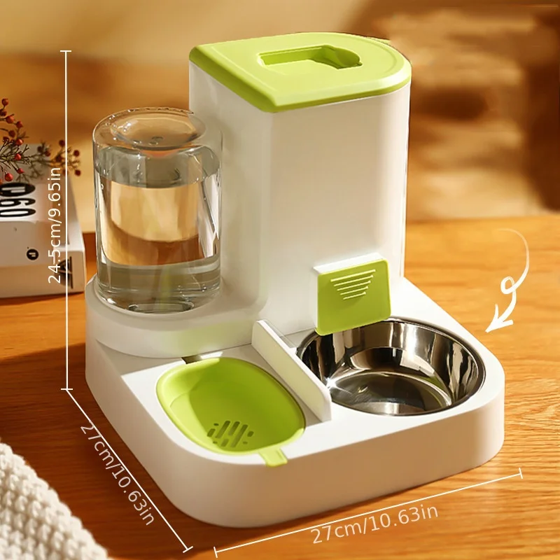 Automatic pet water and food feeder 2-in-1 large capacity cat food container water dispenser