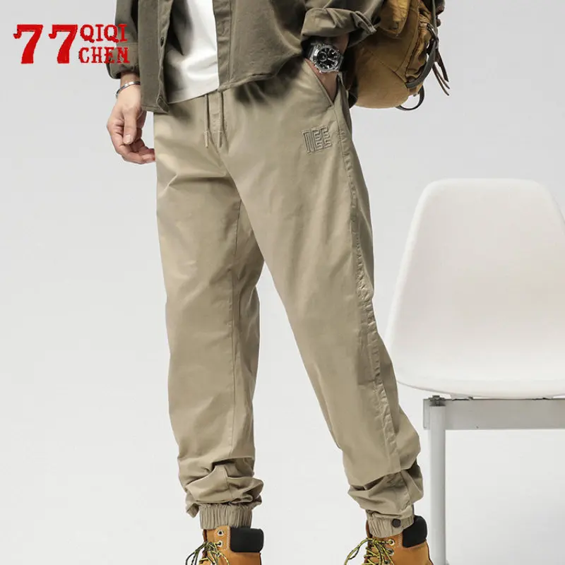 

Брюки-карго мужские прямые из хлопка, тактические штаны в стиле милитари, с большими карманами и кулиской, повседневные спортивные уличные штаны, весна-осень