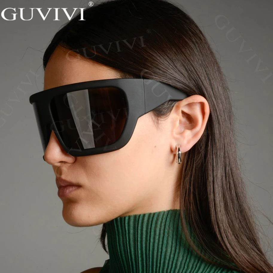 Oversized Sports Punk Sunglasses Women Men New Luxury Brand Designer Y2K Vintage Pilot Goggle One Piece Outdoor Shades UV400