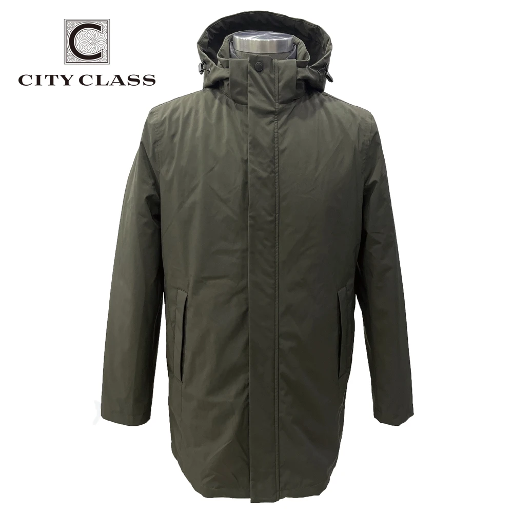 CITY CLASS Business Casual Men Padding Jacket Coat Set Winter New Style Removable Hood Quilted Unique Design for Male CC22ANETO