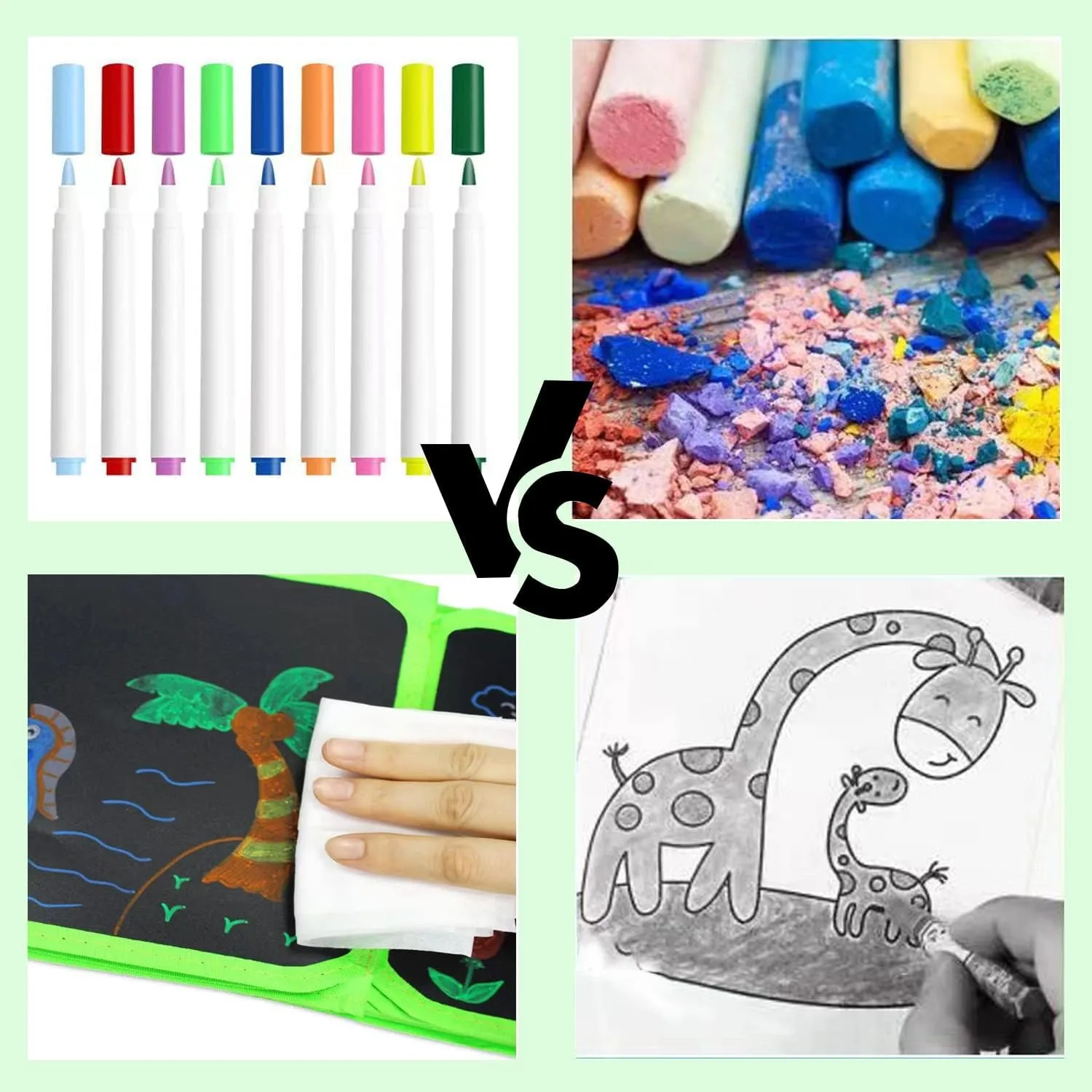 Green Dinosaur Erasable Book Doodle Set Magic Drawing Book Reusable Drawing Book 12 Watercolor Pens 14 Page Drawing for Kids 4