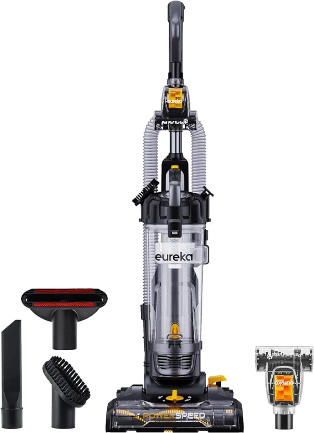 

EUREKA PowerSpeed Lightweight Powerful Upright Vacuum Cleaner for Carpet and Hard Floor, Pet Turbo, Black,Yellow