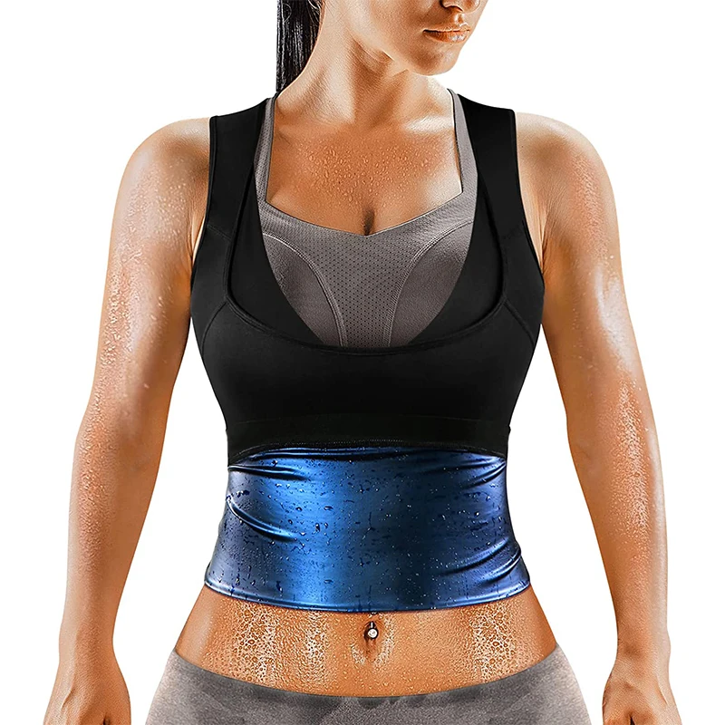 Sauna Suit for Women Sweat Vest Body Shaper Training Band Heat Trapping Tank Top Workout Sportswear Weight Loss Fat Burner Shirt lazawg sweat suit women long sleeve slimming suit body shaper sauna shirt workout fitness thermo yoga shirt weight loss