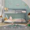 Children Beds, Twin Over Twin Bunk Bed for Kids Children Teens, Solid Wood Bunk Bed Frame with Ladder and Guard Rail Space 4