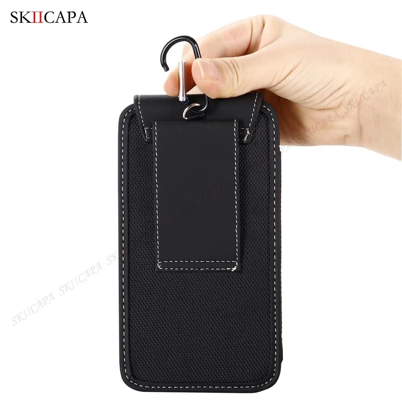 Oxford Cloth Phone Holster with Belt Clip and Leather Accents - Enhanced Waist Bag and Wallet Case