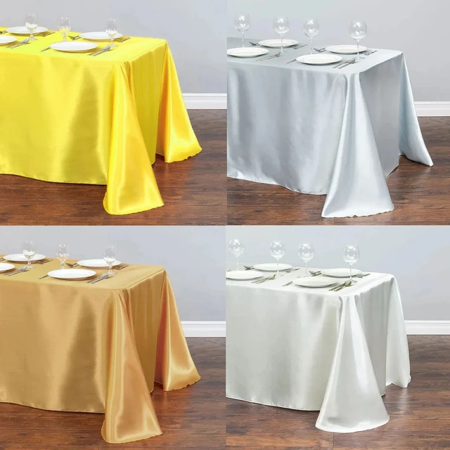 Nappe de Table en Satin de couleur unie, couverture de Table superposée pour anniversaire, mariage, Banquet, Restaurant, Festival, fourniture de fête 3