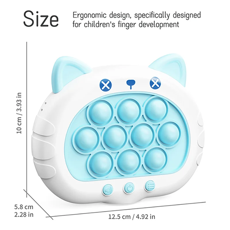 Electronic Pop Quick Push Bubbles Game Machine Kid Cartoon Fun Squeezing Toys Anti Stress Sensory Bubble Toy Gift 3 Colors 1 pcs sensory fidget toy