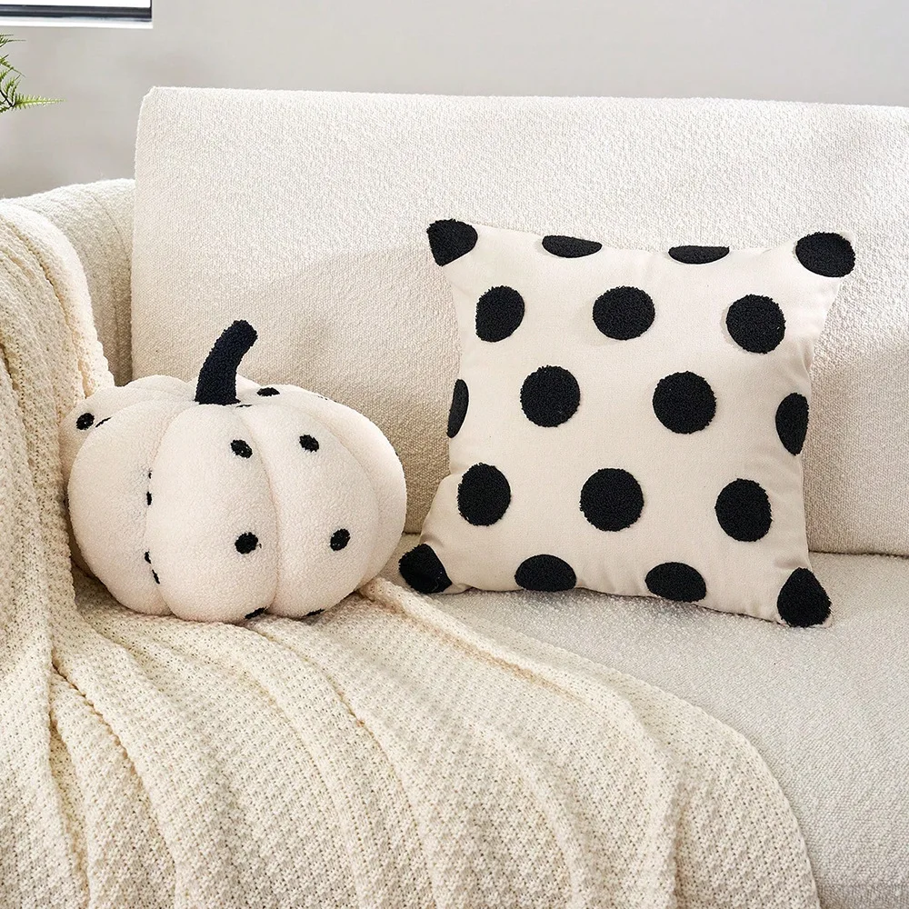 2 Stück gepunktete Boho-Kissenbezüge, superweicher Plüsch, moderne dekorative Kissenhüllen für Sofa, Bett, Wohnzimmerdekoration – Detail 2