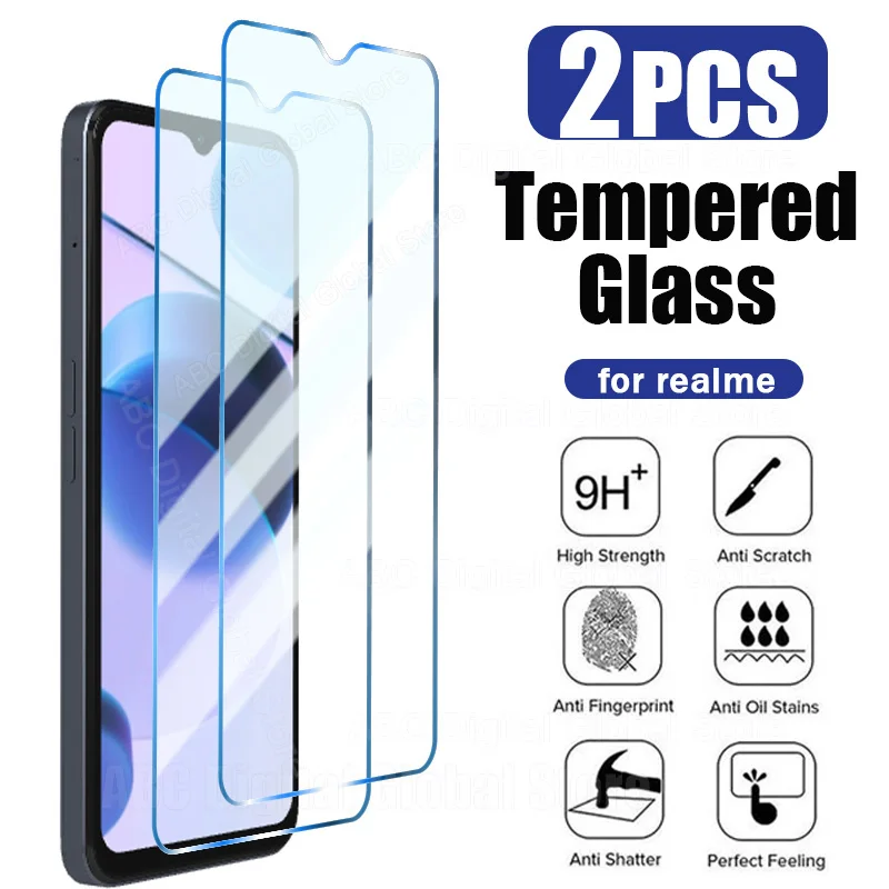 

2PCS Tempered Glass for Realme 9 8 7 Pro Plus 8i GT 5G Screen Protector for Realme GT Neo 2 3 GT 2 X2 Pro C11 C21 Glass