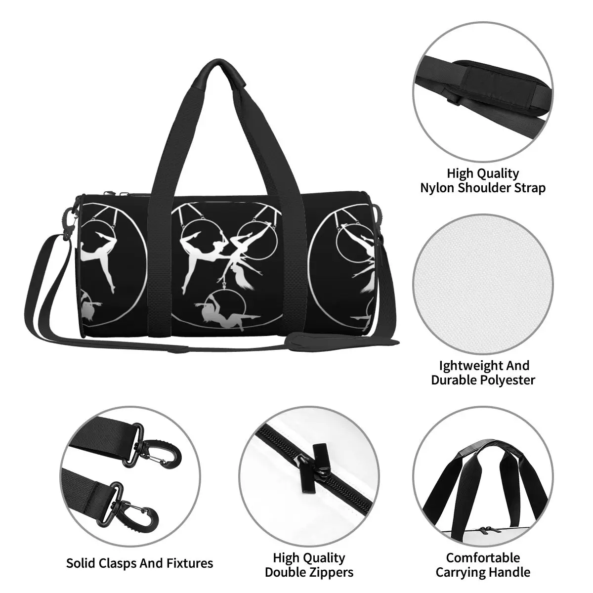 Yoga Lyra Circus Sport Bags Aerial Hoop Lyra Aerialist DesignLarge Gym Bag Oxford Men Women Handbag Swimming Graphic Fitness Bag 4