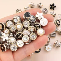 15Pcs/lot Women Shirt Brooch Buttons Cover up Button Pins Free Sewing Pearl Rhinestone Button for DIY Shirt Hat Clothing Decor 2