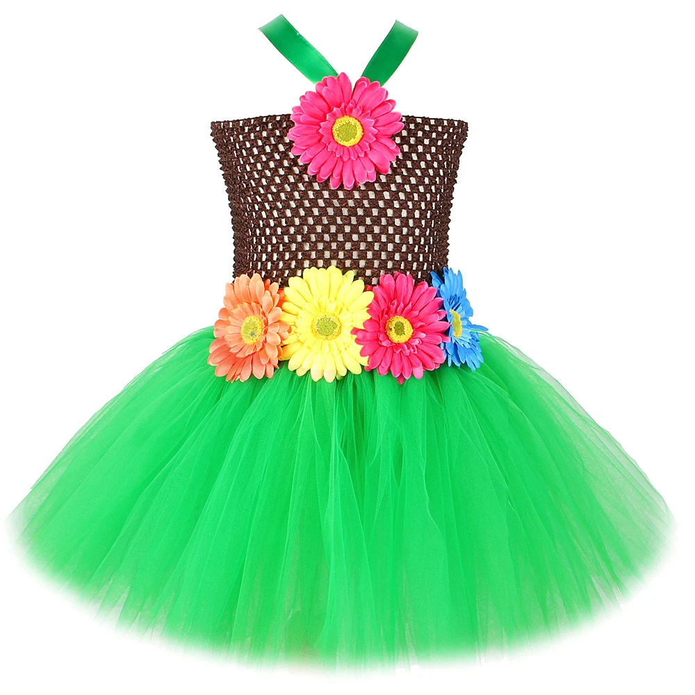 

Hawaiian Grass Hula Tutu Dress for Girls Luau Pool Party Outfit Toddler Kids Hawaii Birthday Costume Sunflower Island Girl Tutus
