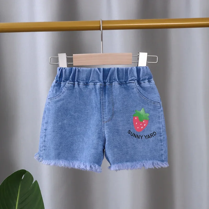 Kids Shorts Baby Girls Shorts Jeans Kids Eastic Band Short Pant Summer 1 To 4 Yrs Children's Cartoon Trousers Korean Style Clothing