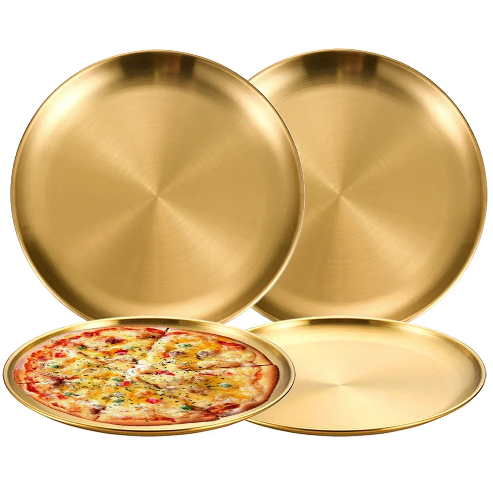 4Pcs Stainless Steel Dining Dish Camping Picnic Tray Dirt Proof Kitchen Bar Tableware Fruit Snack Cake Plate Kitchen Accessories