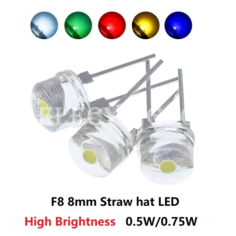 Diodo de luz LED transparente, 100 piezas, 5mm, sombrero de paja rojo Diodo de luz LED transparente, 100 piezas, 5mm, sombrero de paja rojo