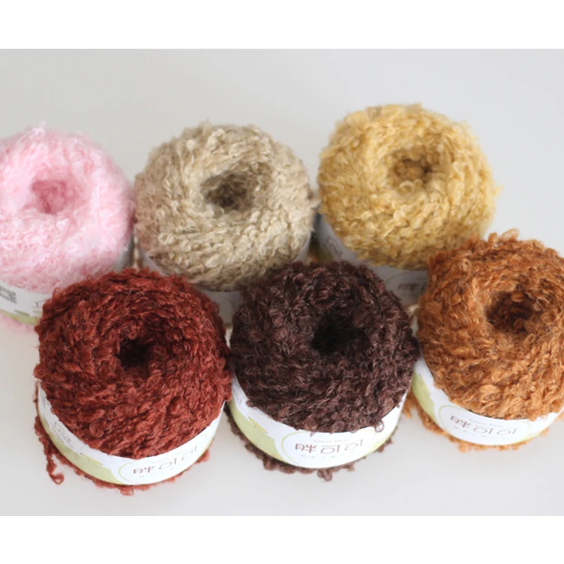 Soft Plush Acrylic Fancy Loop Yarn for Knitting Crochet Weaving Thread Solid Color Handmake DIY 40g 160m