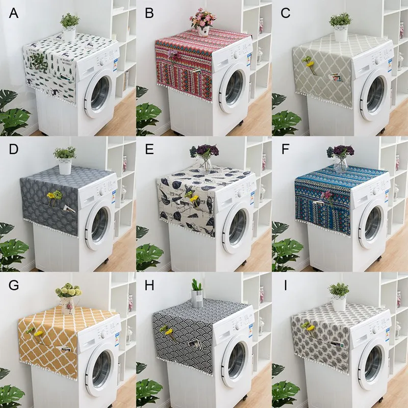 Description Picture 2 of item7 Color Drum Washing Machine Cover with Pockets Dustproof Microwave Oven Cover Refrigerator Protector Case Household Accessories