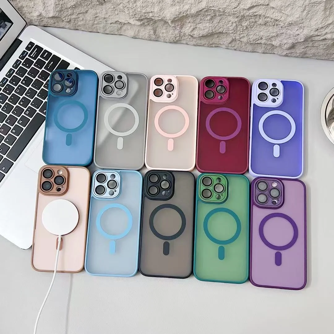 Luxuru Translucent Magnetic Matte Case for Wireless Charging, Shockproof Cover