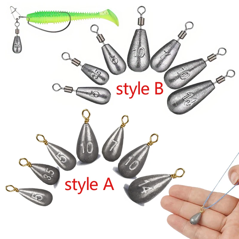 Plombs de pêche 20 pièces 3.5g-14g en forme de larme pour montages Texas, Carolina et bass