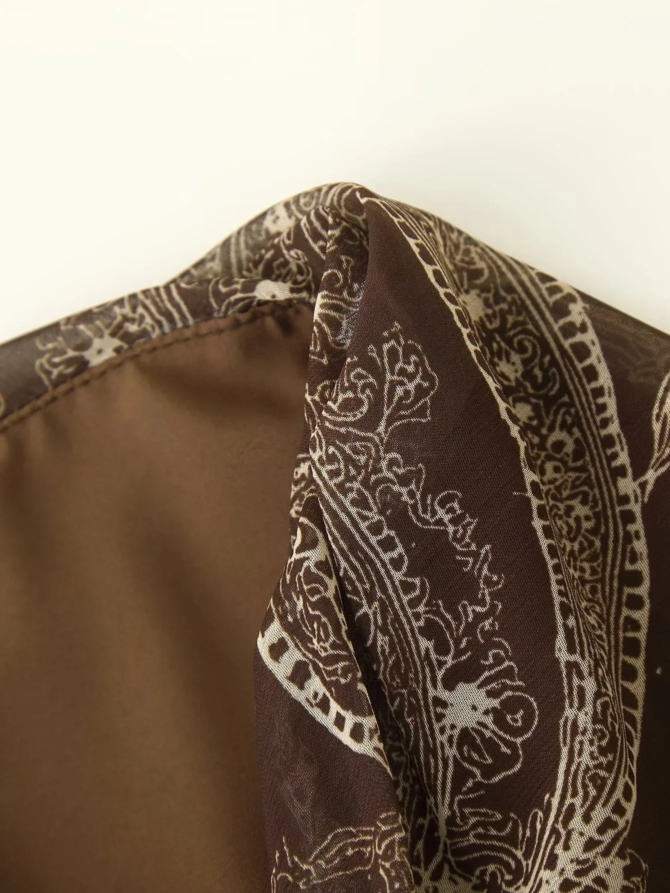 Frauen 2025, Herbst Geraffte Bohemian Flowy Streetwear Dame Chic Straße Rock Braun Floral Gedruckt Plissee Maxi Rock Für Frauen – Detail 6