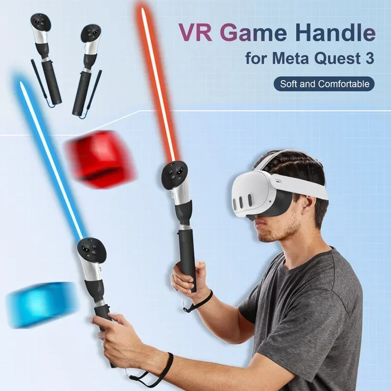 For Oculus Quest3 Accessories VR Controllers Expansion Handle Long Stick  Handle Dual Lightsaber for Meta Quest 3 VR Accesorios - AliExpress