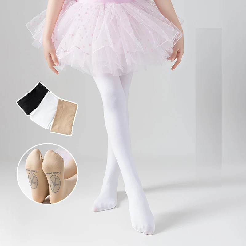 

New 1-12Y Kids Girls Ballet Dance Pantyhose Children Thin Section Fashion Velvet Tights Baby Solid Black White Pink Stockings