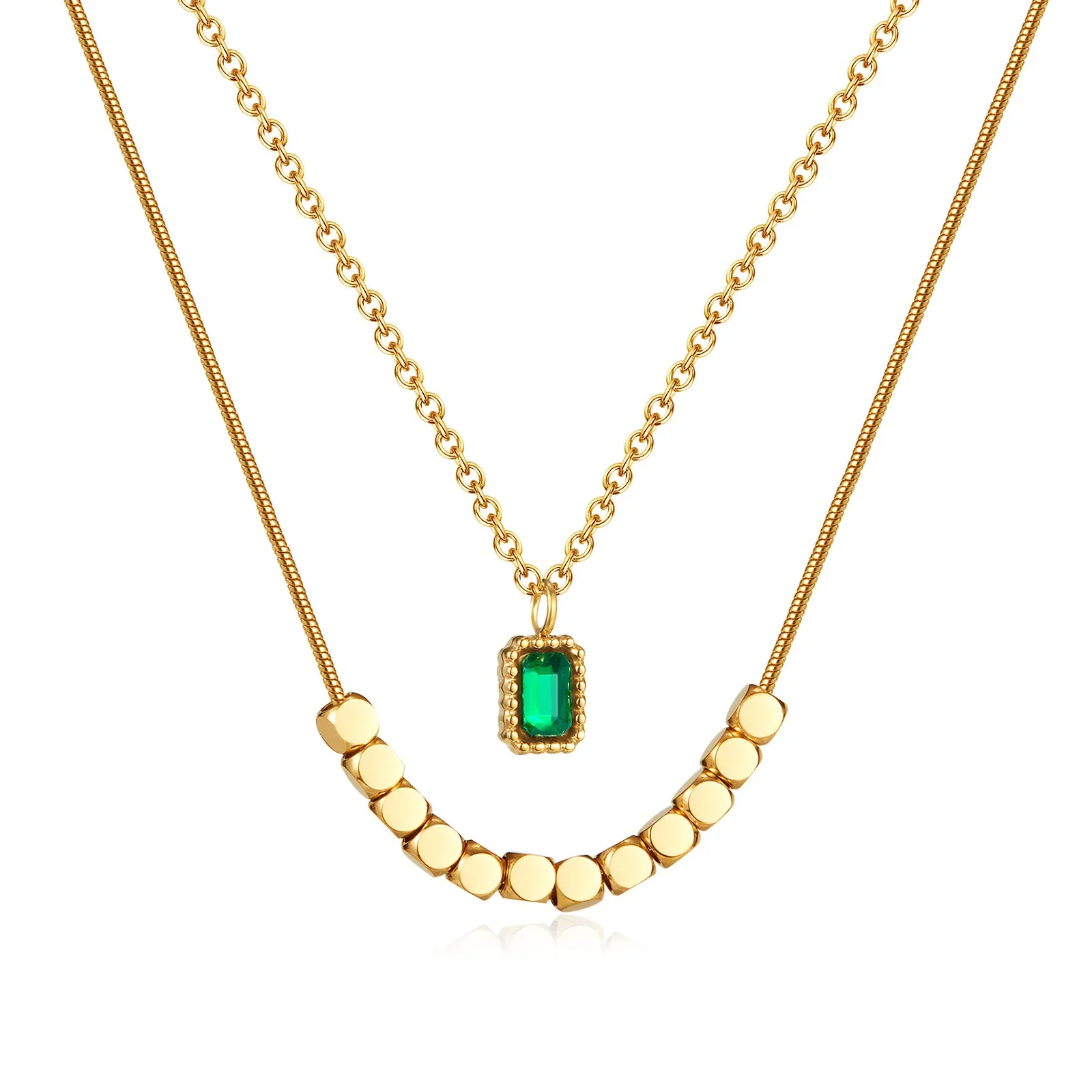 

Двухслойная подвеска SN18 из нержавеющей стали, ожерелья для женщин и мужчин, золотые и серебряные цепочки до ключиц, вечерние ювелирные изделия