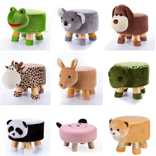 

Handmade Small Cute Children Animal Chair Wood Stools Kids Fashion Shoes Sofa with Plush Cartoon Cover Upscale Baby Chairs Bench