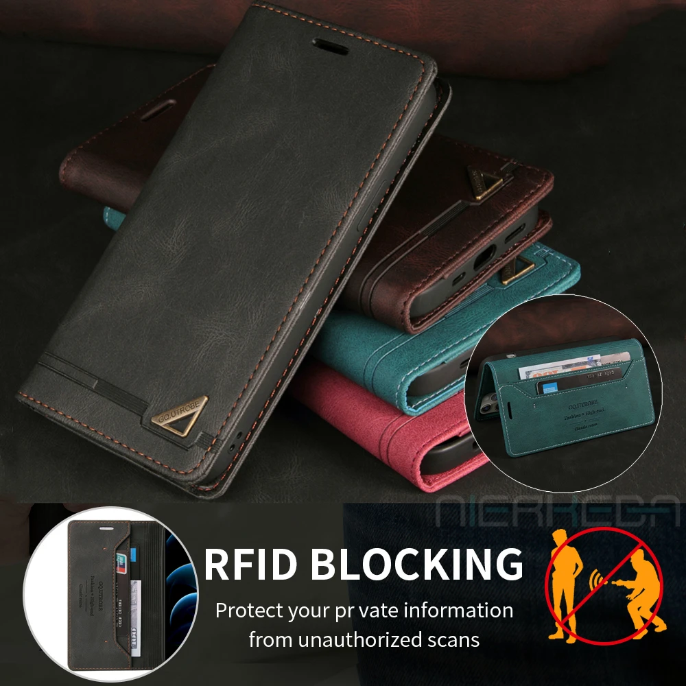 Leather Anti-Theft RFID Flip Cover Case