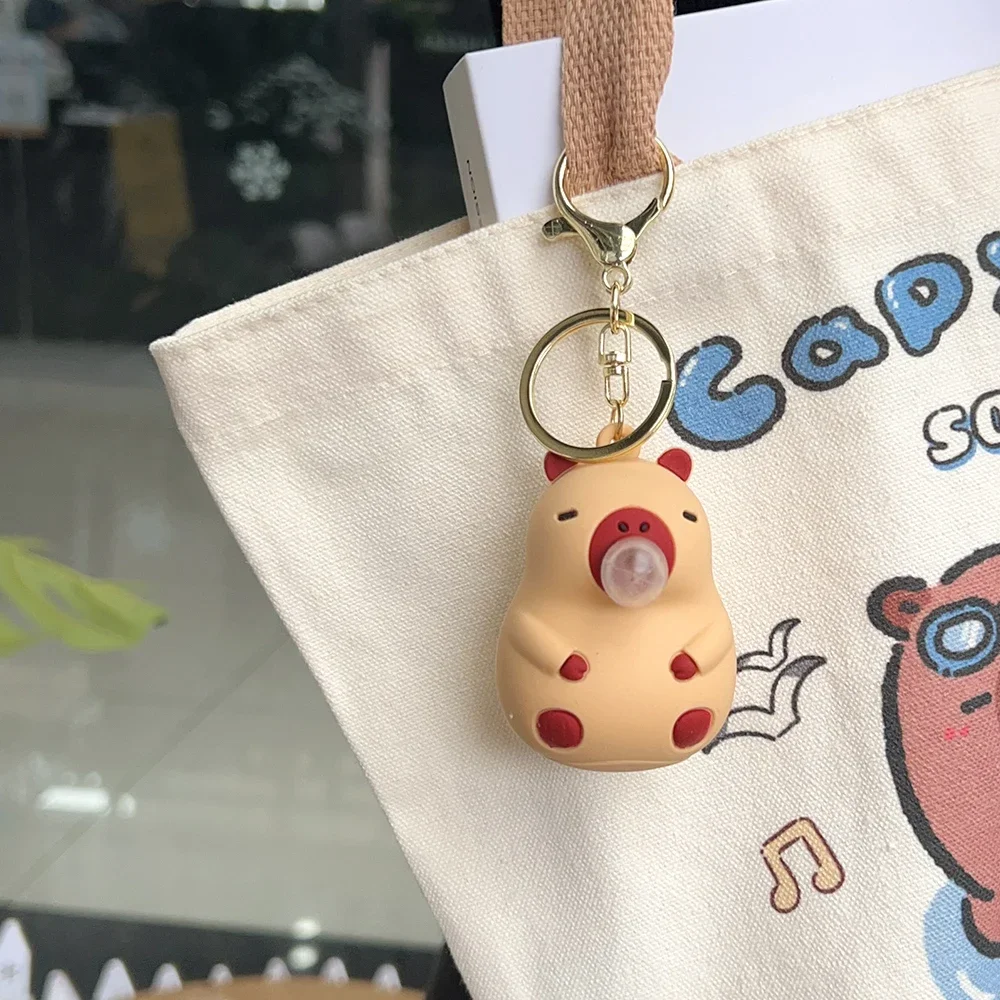 Cute Capybara Squeezes and Spits Bubbles To Decompress The Key Chain Toys Children's Schoolbag Doll Pendant Jewelry Key Chain 4