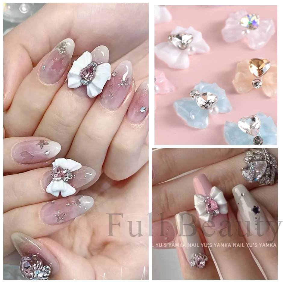 3D Rhinestones Butterfly Kawaii Nails Art Jewelry Pearl Bow Knot Decoration  Anime Cute Resin Accessories DIY Charm Ornament Part - AliExpress
