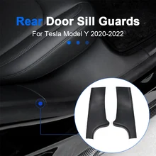 2pcs Rear Door Sill Guards For Tesla Model Y 2020-2022 Door Inner Sill Protector Plate Cover Interior Trim Car Anti-Dirty Pad