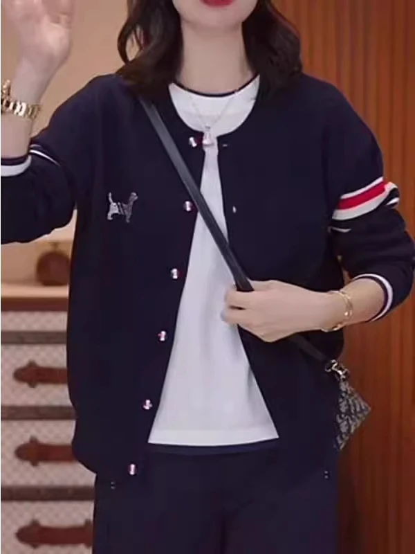 Loose Knitted Open Cardigan Sweater Women's Spring Autumn Korean Sle plus Size Slimming Lazy Sle Stand up Top