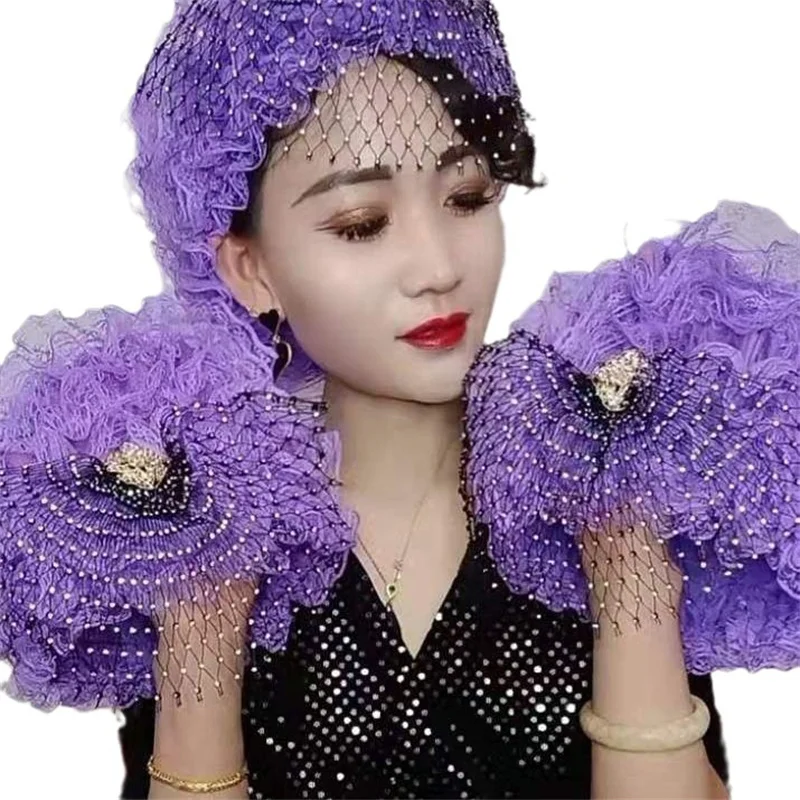 

Женский кружевной тюрбан с блестками, сетчатый головной убор с бриллиантами, женский головной убор, дышащая шляпа, Женские аксессуары для волос, Кепка