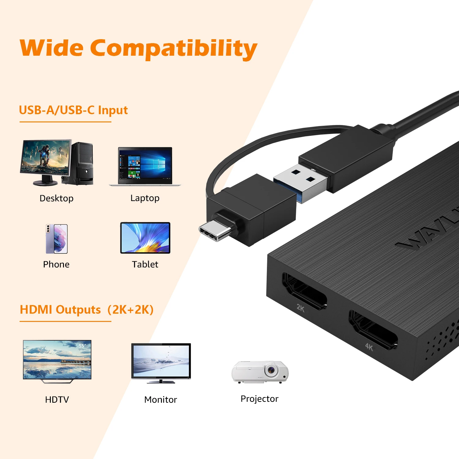 Wavlink-USB 3.0からhdmiデュアルディスプレイアダプター,USB C