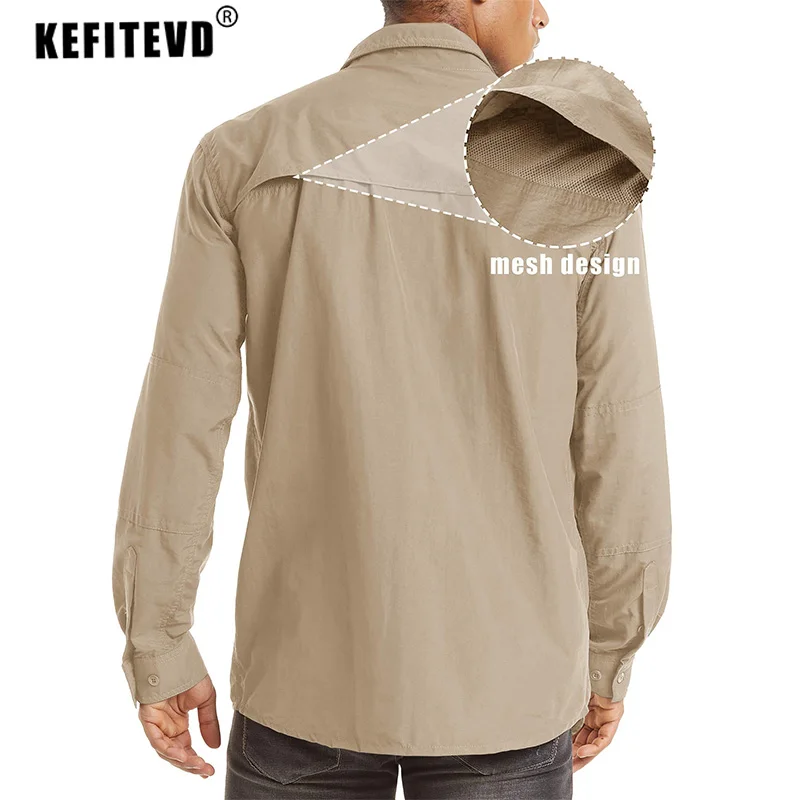 Long Sleeve Shirts With Chest Pockets Mens Hiking Shirt Outdoor Walking Camping Work Shirt Tops mens long sleeve shirts