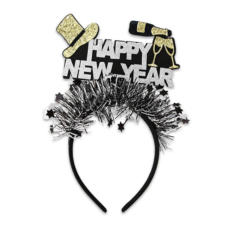 1pc Happy New Year Headband Hair Hoop New Years Eve Party Photo Prop Xmas Christmas Gift For Women Men