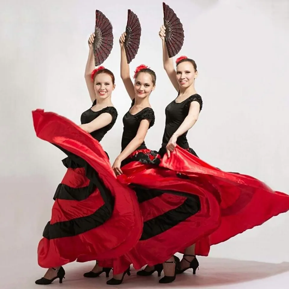 Gonna Lunga Da Ballo Flamenco E Folcloristica | Vita Elastica Alta 70-76 Cm, Lunghezza 75 Cm | Colorata Con Strisce, Per Danza Spagnola E Messicana