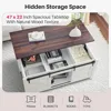 Lift Top Coffee Table,Coffee Table with Storage,47" White Coffee Table with Lifting Top, Lifting Tabletop with Sliding Barn Door 3
