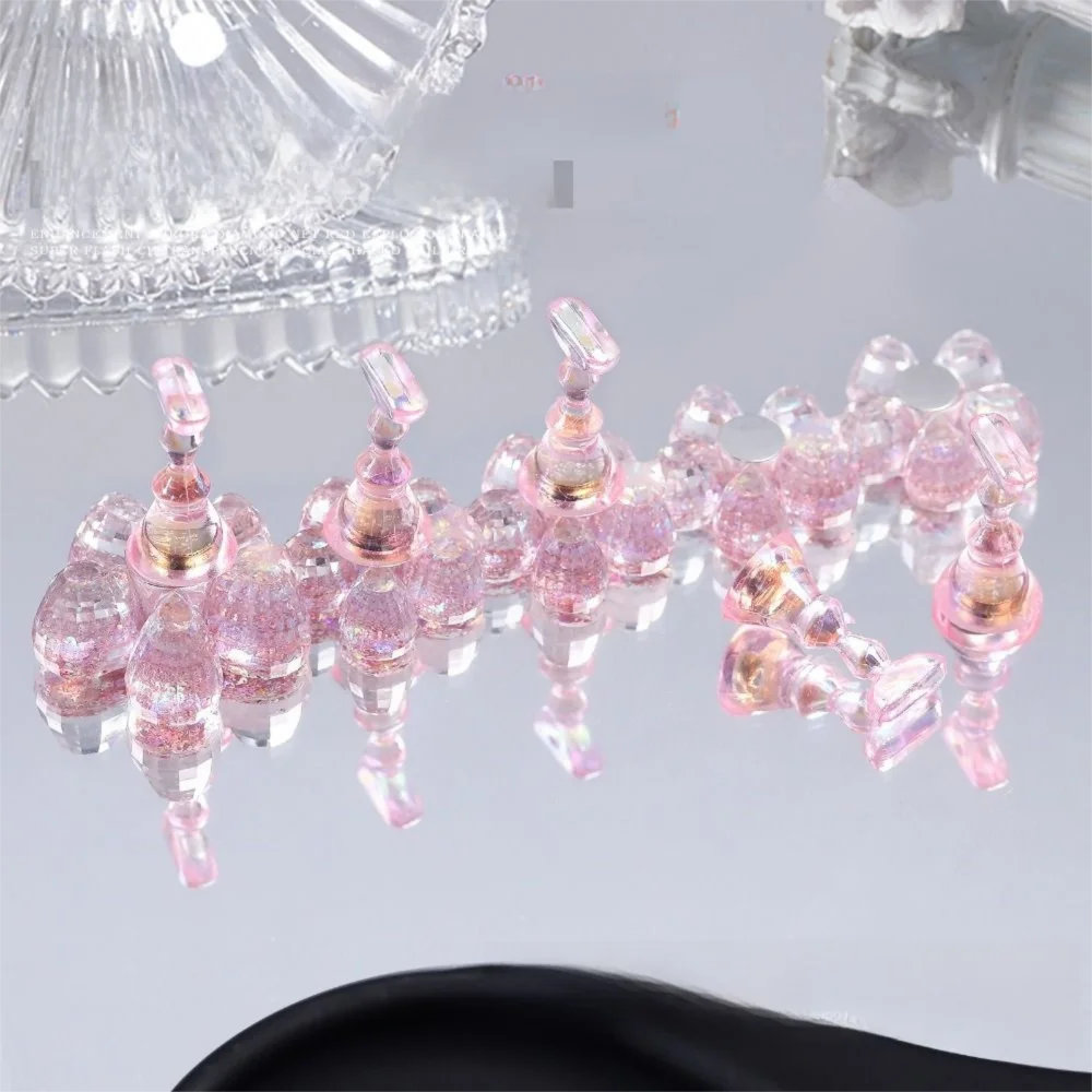Crystal Flower Shape Magnetic Nail Holder Shiny Press on Nail Art Display Kit Reusable Strong Magnetic