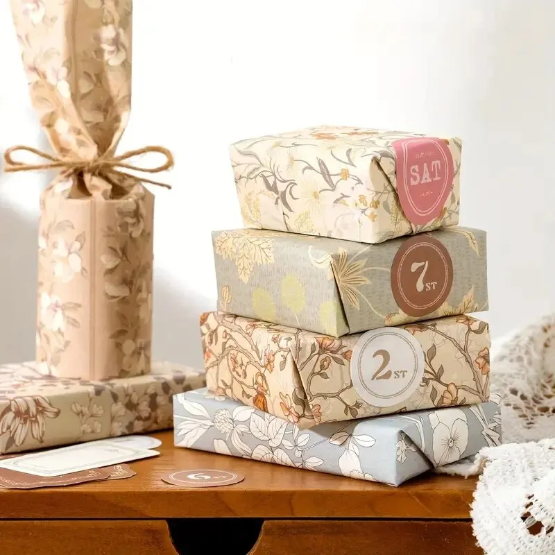 40pcs Material Paper Package Vintage Small Broken Flower Journal Material Base Decoration Collage Paper