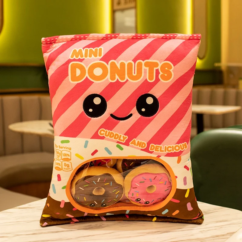 Cute Plush Snacks Puffs Toy Stuffed Soft A Bag Of Doughnut Spicy Stick Long Bread Pillow Creative Kids Toys Gift For Children 4