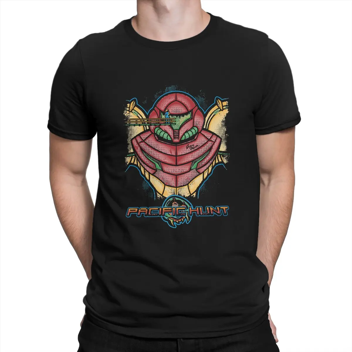 Metroid Prime Game Man Tshirt Pacific Hunt Distintivo T Shirt Felpe Grafiche New Trend
